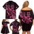 Breast Cancer Awareness Family Matching Off Shoulder Short Dress and Hawaiian Shirt Ribbon Polynesian Pattern Black Version LT05 - Polynesian Pride