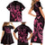 Breast Cancer Awareness Family Matching Short Sleeve Bodycon Dress and Hawaiian Shirt Ribbon Polynesian Pattern Black Version LT05 - Polynesian Pride