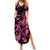 Breast Cancer Awareness Family Matching Summer Maxi Dress and Hawaiian Shirt Ribbon Polynesian Pattern Black Version LT05 Mom's Dress Black - Polynesian Pride