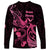 Breast Cancer Awareness Long Sleeve Shirt Ribbon Polynesian Pattern Black Version LT05 - Polynesian Pride