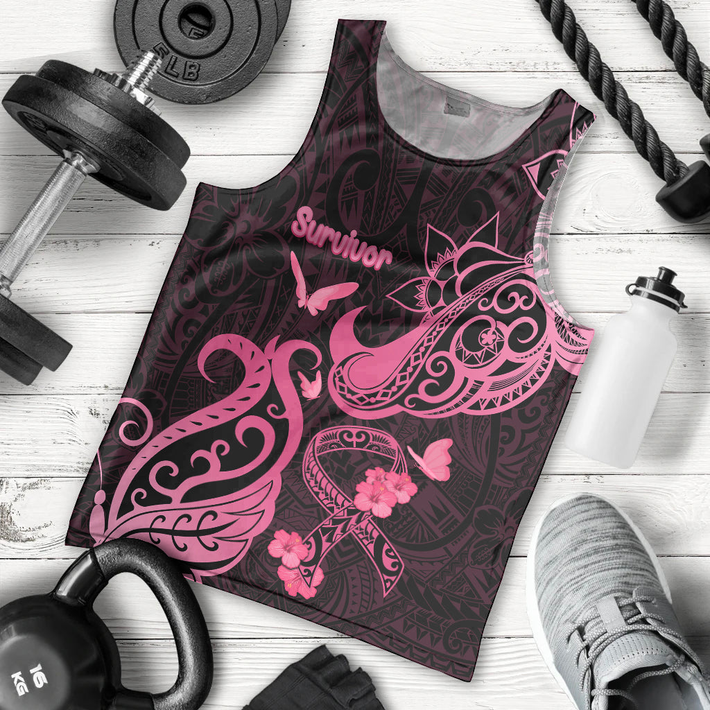 Breast Cancer Awareness Men Tank Top Ribbon Polynesian Pattern Black Version LT05 Black - Polynesian Pride