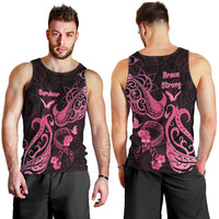 Breast Cancer Awareness Men Tank Top Ribbon Polynesian Pattern Black Version LT05 - Polynesian Pride