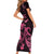 Breast Cancer Awareness Short Sleeve Bodycon Dress Ribbon Polynesian Pattern Black Version LT05 - Polynesian Pride