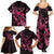 Personalized Breast Cancer Awareness Family Matching Summer Maxi Dress and Hawaiian Shirt Ribbon Polynesian Pattern Black Version LT05 - Polynesian Pride