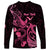 Personalized Breast Cancer Awareness Long Sleeve Shirt Ribbon Polynesian Pattern Black Version LT05 - Polynesian Pride