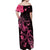 Personalized Breast Cancer Awareness Off Shoulder Maxi Dress Ribbon Polynesian Pattern Black Version LT05 - Polynesian Pride