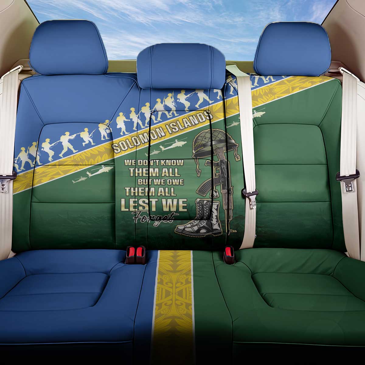 Solomon Islands Remembrance Day Back Car Seat Cover Lest We Forget