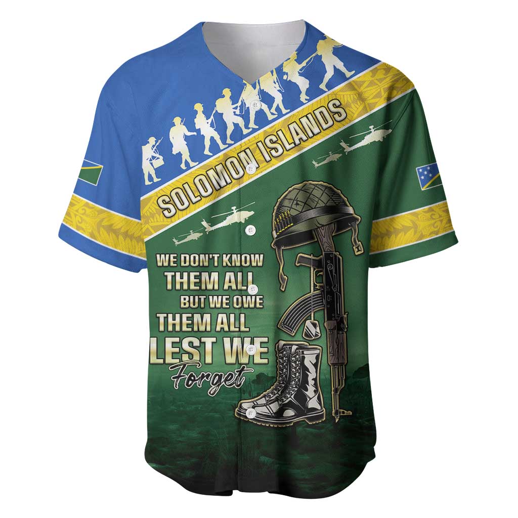 Solomon Islands Remembrance Day Baseball Jersey Lest We Forget