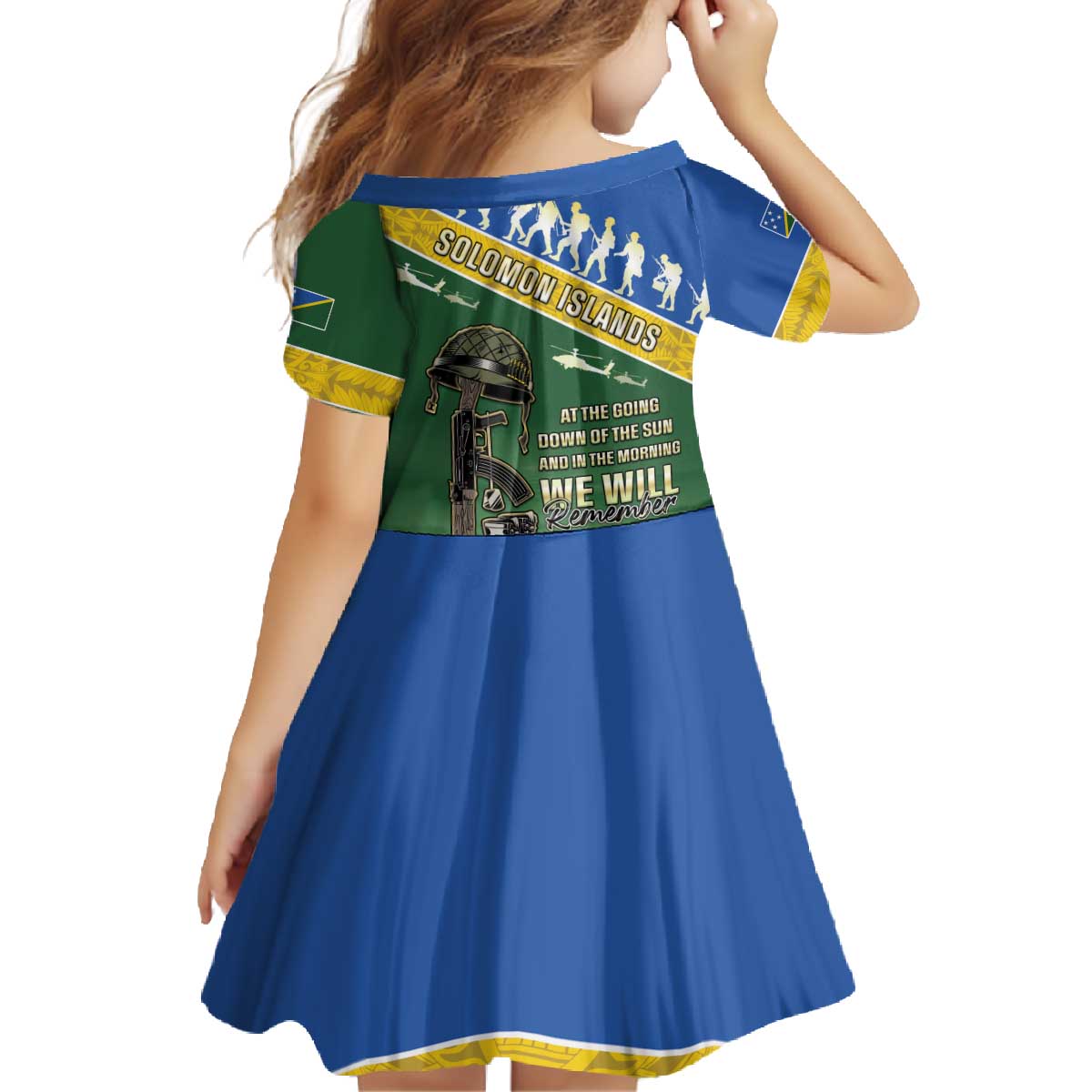 Solomon Islands Remembrance Day Family Matching Off The Shoulder Long Sleeve Dress and Hawaiian Shirt Lest We Forget