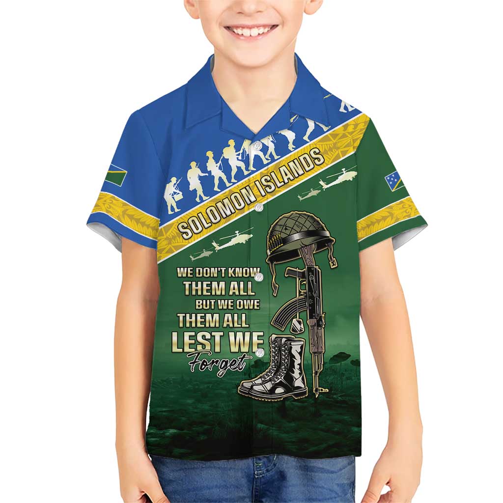 Solomon Islands Remembrance Day Kid Hawaiian Shirt Lest We Forget