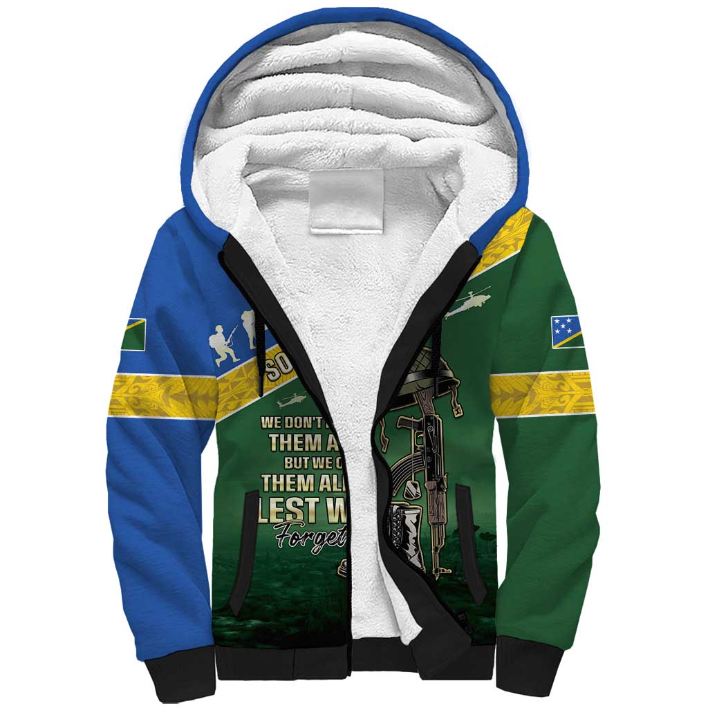 Solomon Islands Remembrance Day Sherpa Hoodie Lest We Forget