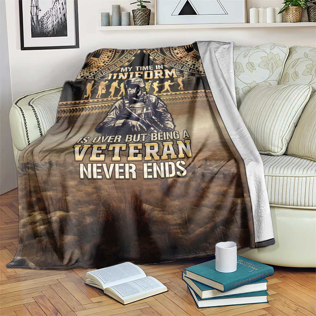 Polynesia Veterans Day Blanket Thank You Veterans Polynesian Pattern LT05 Gold - Polynesian Pride