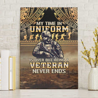 Polynesia Veterans Day Canvas Wall Art Thank You Veterans Polynesian Pattern LT05 Without Frame Gold - Polynesian Pride