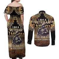 Polynesia Veterans Day Couples Matching Off Shoulder Maxi Dress and Long Sleeve Button Shirt Thank You Veterans Polynesian Pattern LT05 - Polynesian Pride