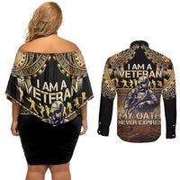 Polynesia Veterans Day Couples Matching Off Shoulder Short Dress and Long Sleeve Button Shirt Thank You Veterans Polynesian Pattern LT05 - Polynesian Pride