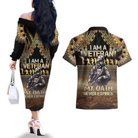 Polynesia Veterans Day Couples Matching Off The Shoulder Long Sleeve Dress and Hawaiian Shirt Thank You Veterans Polynesian Pattern LT05 - Polynesian Pride