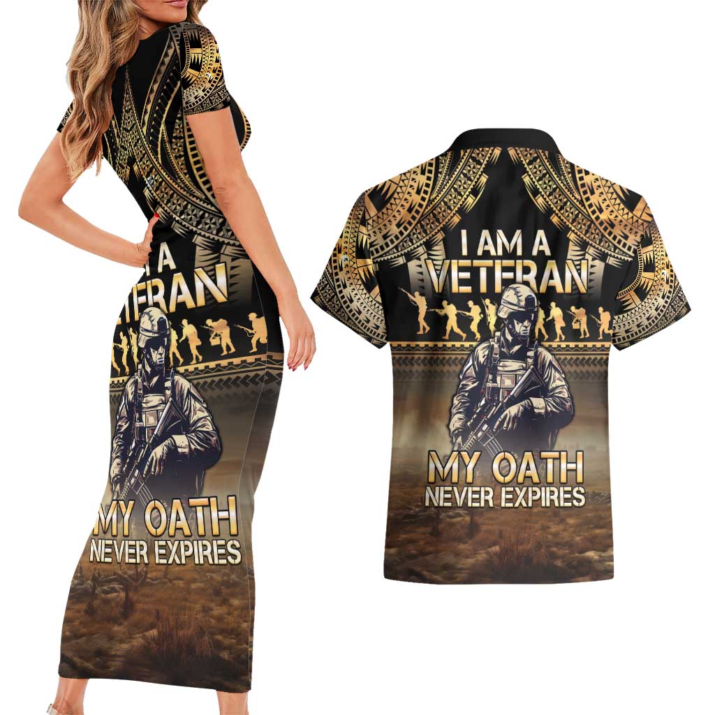 Polynesia Veterans Day Couples Matching Short Sleeve Bodycon Dress and Hawaiian Shirt Thank You Veterans Polynesian Pattern LT05 - Polynesian Pride