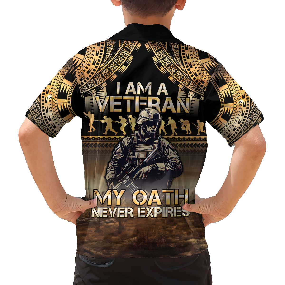 Polynesia Veterans Day Family Matching Off Shoulder Short Dress and Hawaiian Shirt Thank You Veterans Polynesian Pattern LT05 - Polynesian Pride