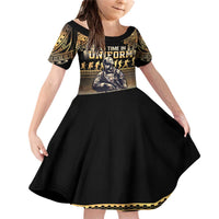 Polynesia Veterans Day Family Matching Off Shoulder Short Dress and Hawaiian Shirt Thank You Veterans Polynesian Pattern LT05 Daughter's Dress Gold - Polynesian Pride