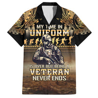 Polynesia Veterans Day Family Matching Off Shoulder Short Dress and Hawaiian Shirt Thank You Veterans Polynesian Pattern LT05 Dad's Shirt - Short Sleeve Gold - Polynesian Pride