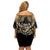 Polynesia Veterans Day Family Matching Off Shoulder Short Dress and Hawaiian Shirt Thank You Veterans Polynesian Pattern