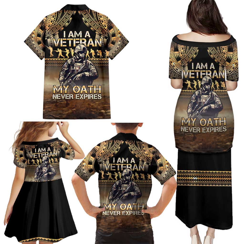 Polynesia Veterans Day Family Matching Puletasi and Hawaiian Shirt Thank You Veterans Polynesian Pattern