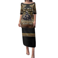Polynesia Veterans Day Family Matching Puletasi and Hawaiian Shirt Thank You Veterans Polynesian Pattern LT05 Mom's Dress Gold - Polynesian Pride