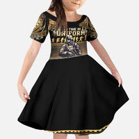 Polynesia Veterans Day Family Matching Summer Maxi Dress and Hawaiian Shirt Thank You Veterans Polynesian Pattern LT05 Daughter's Dress Gold - Polynesian Pride