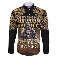 Polynesia Veterans Day Family Matching Summer Maxi Dress and Hawaiian Shirt Thank You Veterans Polynesian Pattern LT05 Dad's Shirt - Long Sleeve Gold - Polynesian Pride