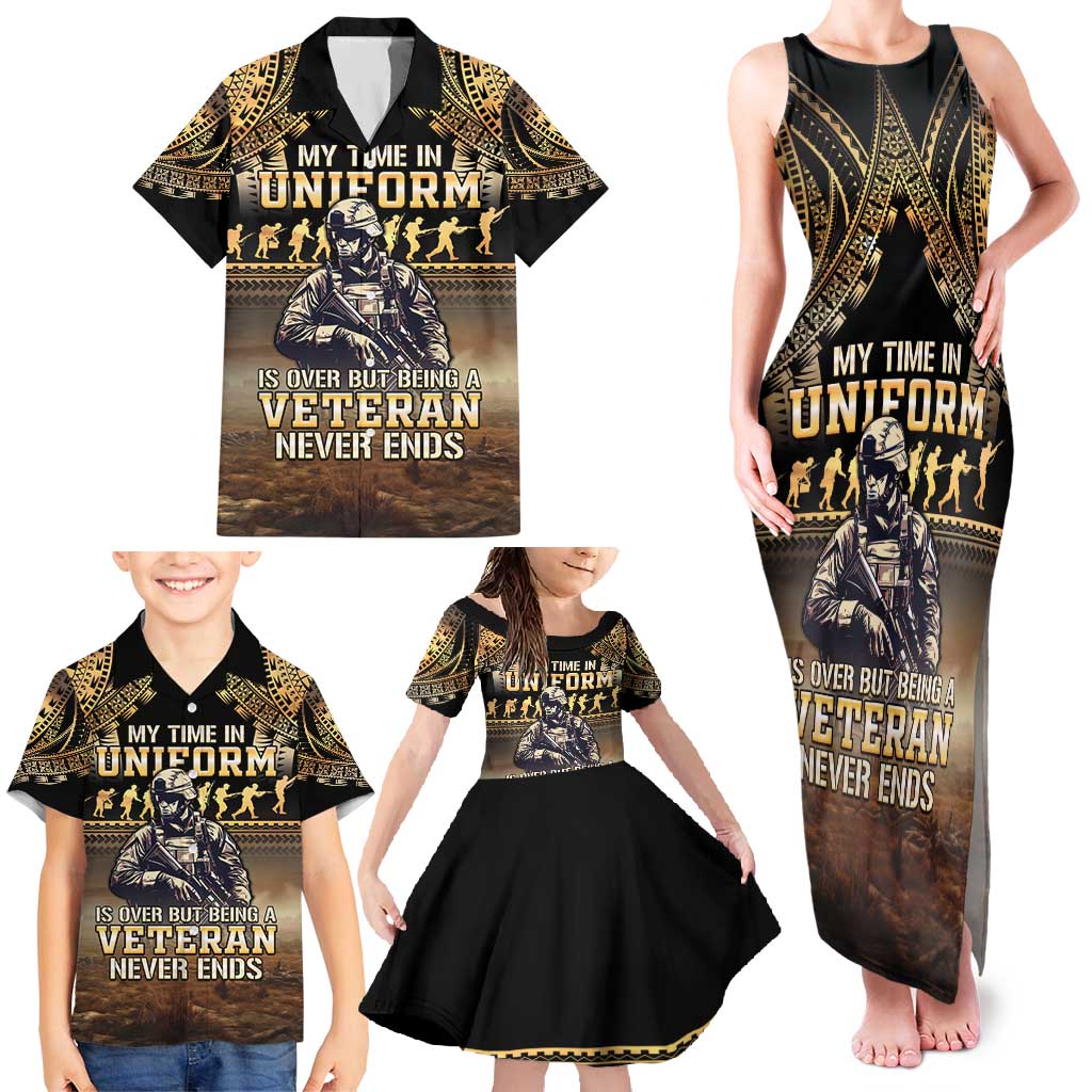 Polynesia Veterans Day Family Matching Tank Maxi Dress and Hawaiian Shirt Thank You Veterans Polynesian Pattern LT05 - Polynesian Pride