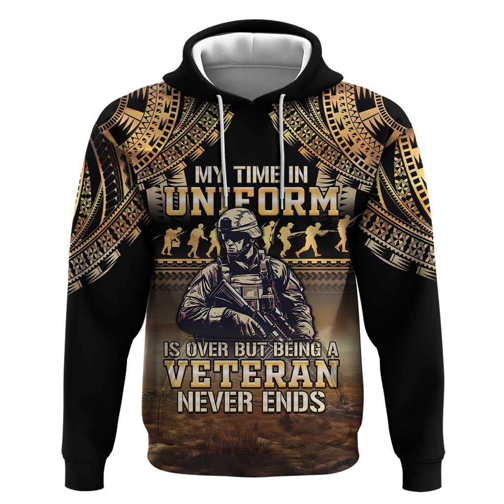 Polynesia Veterans Day Hoodie Thank You Veterans Polynesian Pattern LT05 Pullover Hoodie Gold - Polynesian Pride