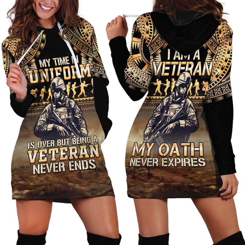 Polynesia Veterans Day Hoodie Dress Thank You Veterans Polynesian Pattern LT05 - Polynesian Pride