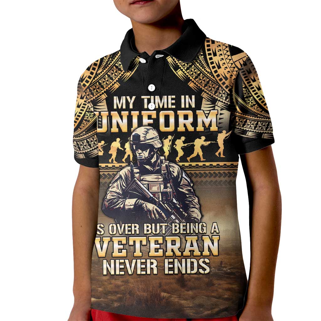 Polynesia Veterans Day Kid Polo Shirt Thank You Veterans Polynesian Pattern