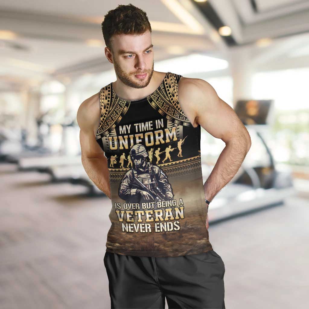 Polynesia Veterans Day Men Tank Top Thank You Veterans Polynesian Pattern LT05 Gold - Polynesian Pride