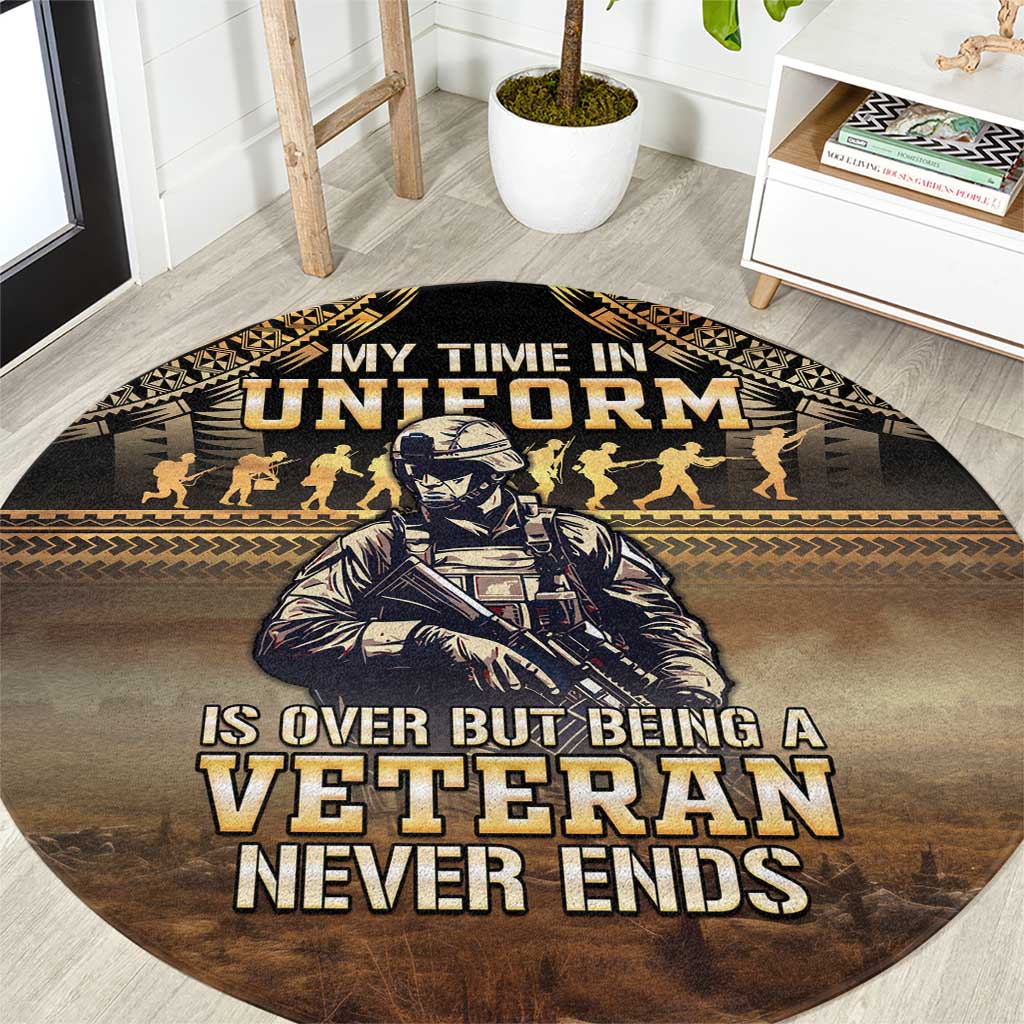 Polynesia Veterans Day Round Carpet Thank You Veterans Polynesian Pattern