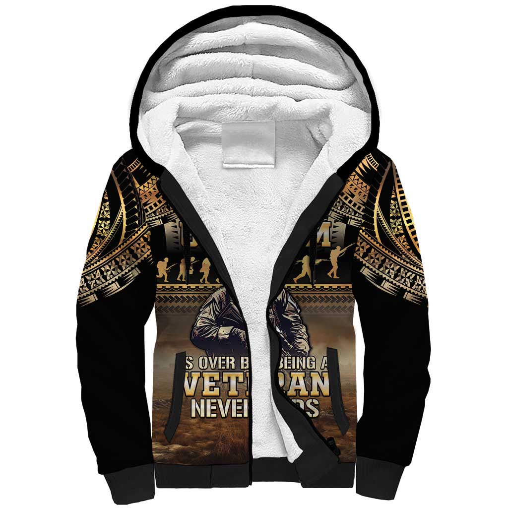 Polynesia Veterans Day Sherpa Hoodie Thank You Veterans Polynesian Pattern LT05 Unisex Gold - Polynesian Pride