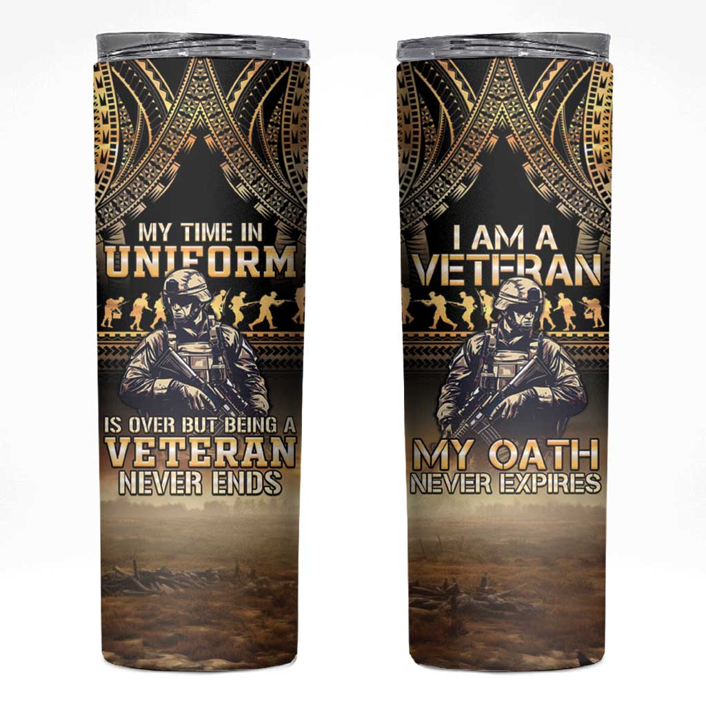 Polynesia Veterans Day Skinny Tumbler Thank You Veterans Polynesian Pattern