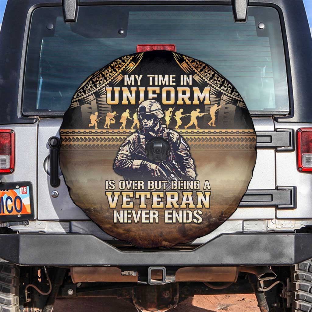 Polynesia Veterans Day Spare Tire Cover Thank You Veterans Polynesian Pattern LT05 Gold - Polynesian Pride