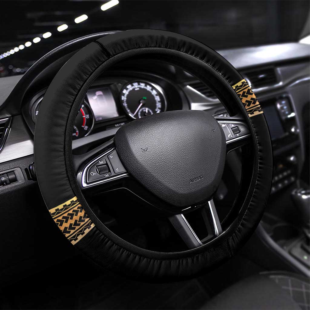 Polynesia Veterans Day Steering Wheel Cover Thank You Veterans Polynesian Pattern LT05 Universal Fit Gold - Polynesian Pride