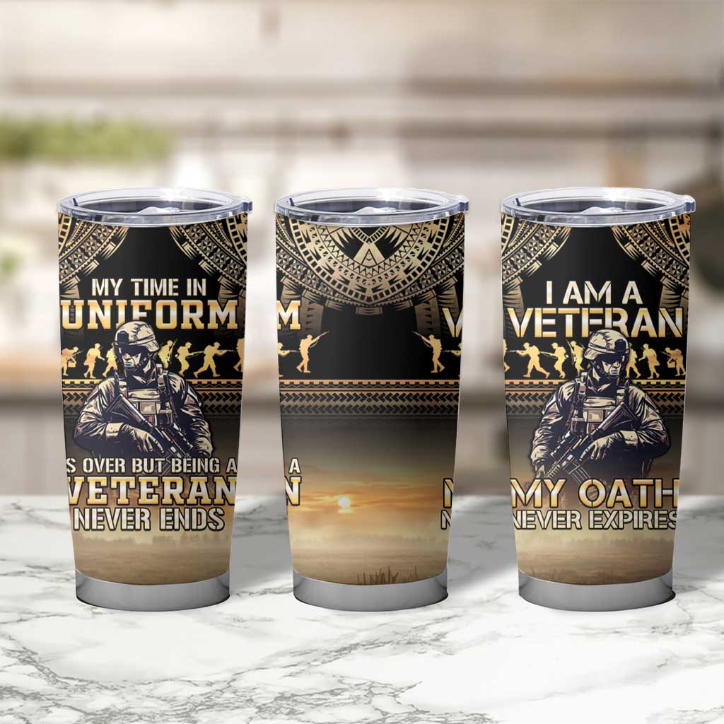 Polynesia Veterans Day Tumbler Cup Thank You Veterans Polynesian Pattern LT05 - Polynesian Pride