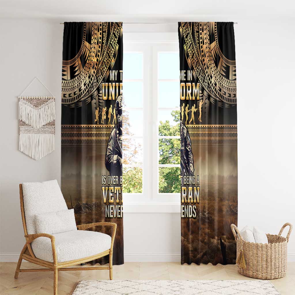 Polynesia Veterans Day Window Curtain Thank You Veterans Polynesian Pattern LT05 - Polynesian Pride