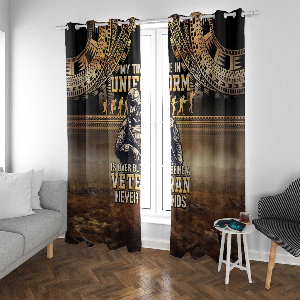 Polynesia Veterans Day Window Curtain Thank You Veterans Polynesian Pattern LT05 With Grommets Gold - Polynesian Pride