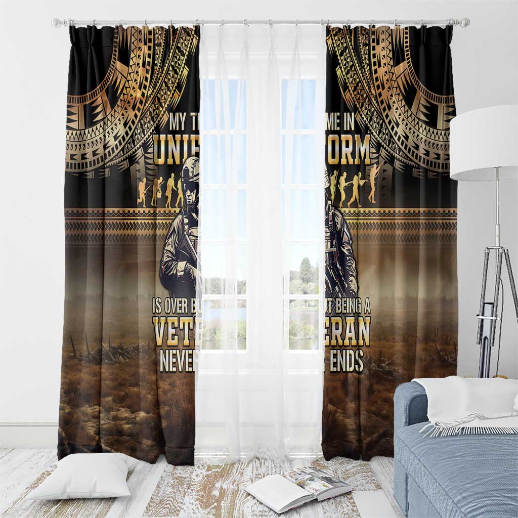 Polynesia Veterans Day Window Curtain Thank You Veterans Polynesian Pattern LT05 - Polynesian Pride
