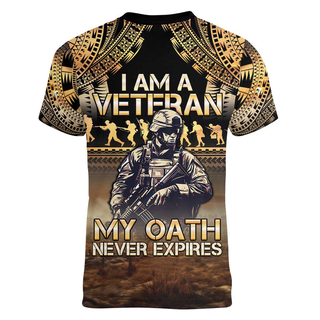 Polynesia Veterans Day Women V-Neck T-Shirt Thank You Veterans Polynesian Pattern LT05 - Polynesian Pride