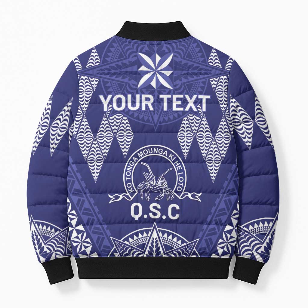 Personalised Queen Salote College Centenary Bomber Puffer Jacket Tongan Kupesi Pattern - Polynesian Pride