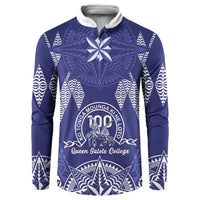 Personalised Queen Salote College Centenary Button Sweatshirt Tongan Kupesi Pattern - Polynesian Pride