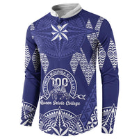 Personalised Queen Salote College Centenary Button Sweatshirt Tongan Kupesi Pattern - Polynesian Pride