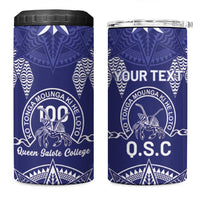 Personalised Queen Salote College Centenary 4 in 1 Can Cooler Tumbler Tongan Kupesi Pattern - Polynesian Pride