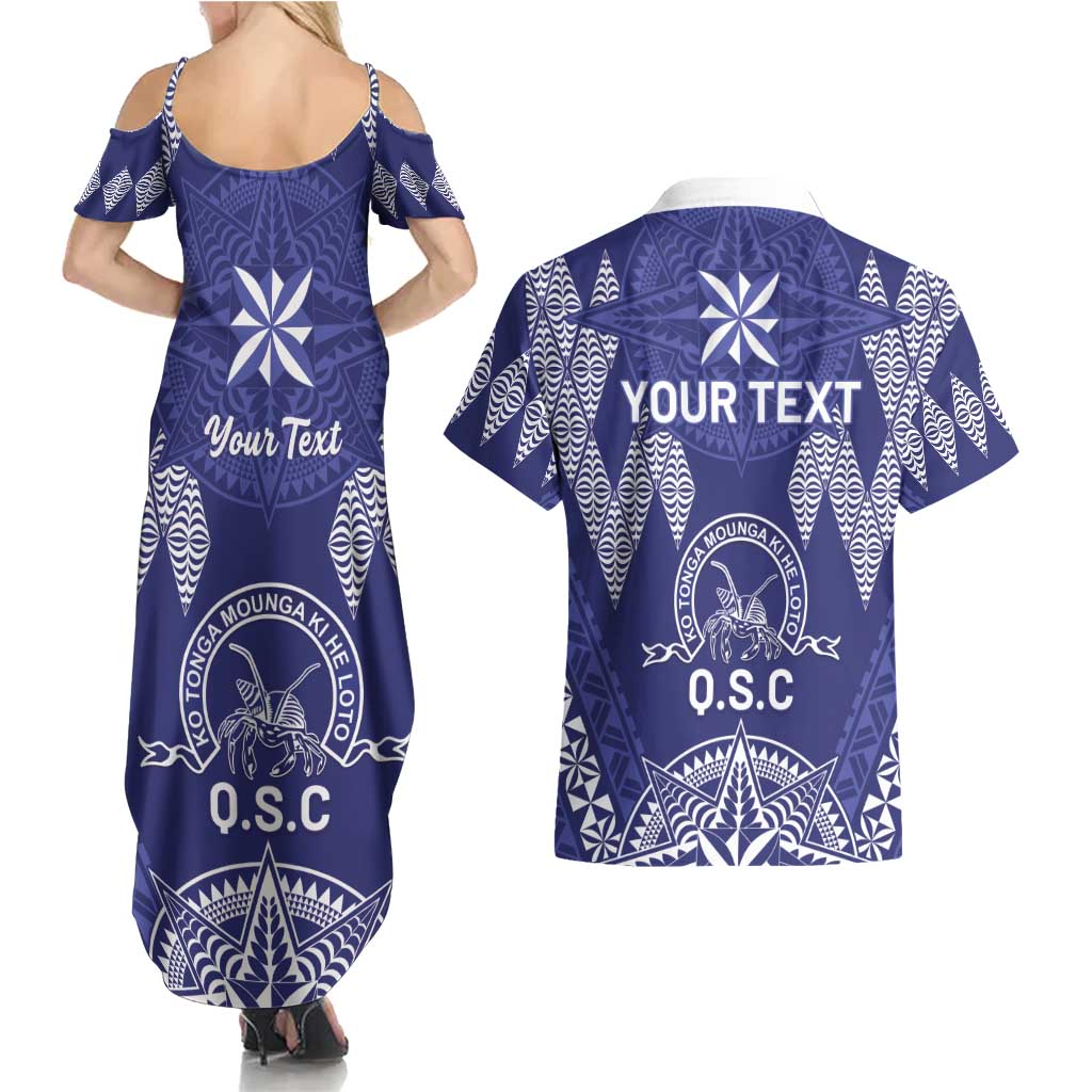 Personalised Queen Salote College Centenary Couples Matching Summer Maxi Dress and Hawaiian Shirt Tongan Kupesi Pattern - Polynesian Pride