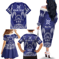 Personalised Queen Salote College Centenary Family Matching Off The Shoulder Long Sleeve Dress and Hawaiian Shirt Tongan Kupesi Pattern - Polynesian Pride